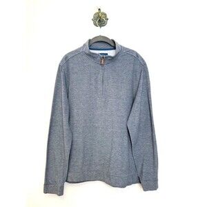 Fairlane Performance Pique Blue Long Sleeve Quarter Zip Pull Over Men's L Golf